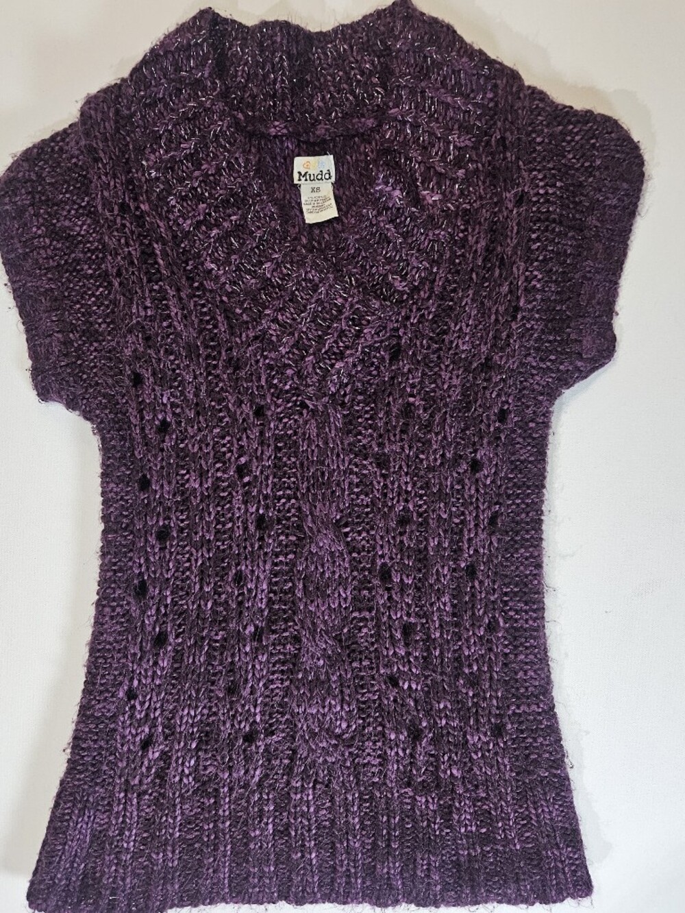 Vintage Y2K Mudd Sweater Womens XS Purple Shoulder Sleeve Flare Cut Retro Style
